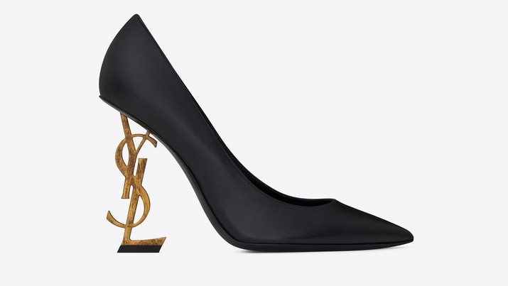 OPYUM 110 PUMP IN BLACK LEATHER AND GOLD-TONED METAL - Tonia Buxton